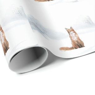 Papel De Regalo Escena de bosque invernal zorro