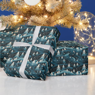 Papel De Regalo Escena de invierno árboles montañas nieve