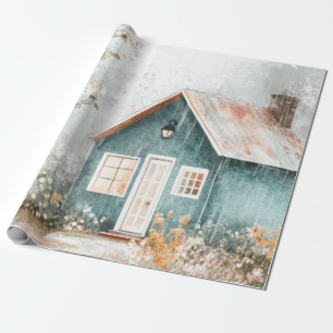Papel De Regalo Escena de jardín de flores silvestres en una acoge