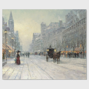 Papel De Regalo Escena de la calle Navidades de la ciudad de Victo