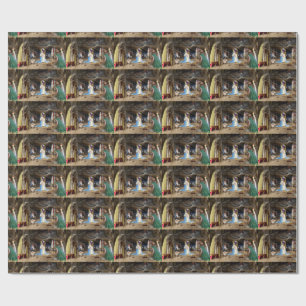 Papel De Regalo Escena de la Natividad de Navidad Antigua