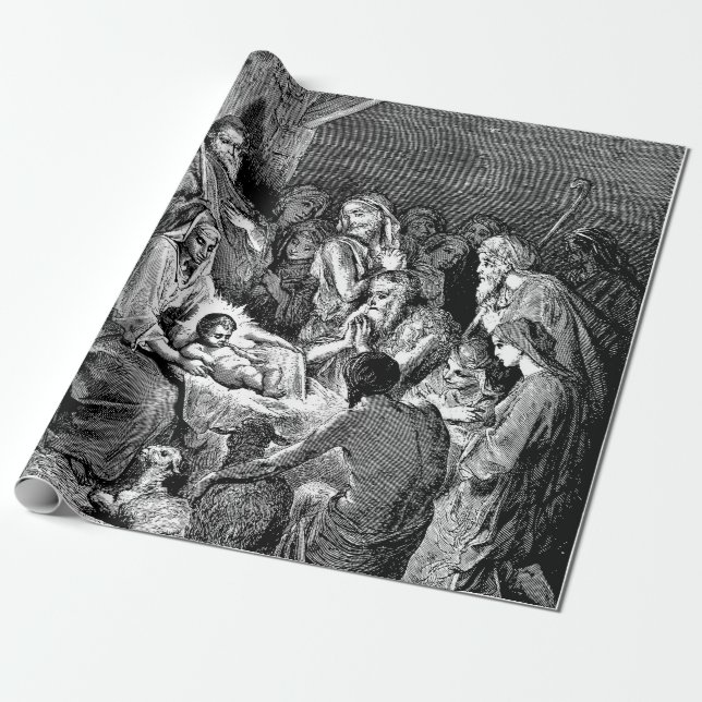 Papel De Regalo Escena de la Natividad de Navidades ilustrados (Desenrollado)