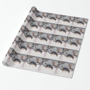 Papel De Regalo Escena de la nieve del invierno con arte negro y