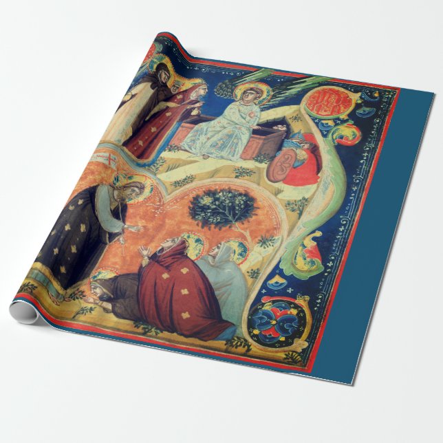 PAPEL DE REGALO ESCENA DE NATIVIDAD TRADICIONAL DE PERIÓDICO DE RA (Desenrollado)