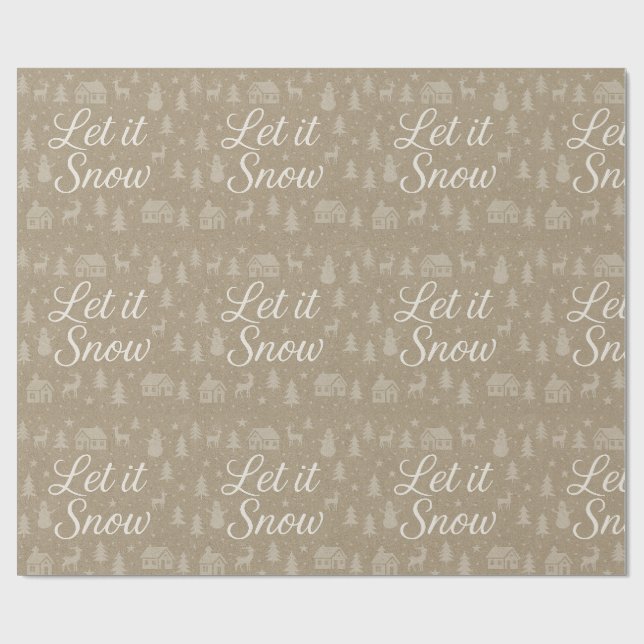 Papel De Regalo Escena de Navidad de invierno elegante pueblo neva (Superficie plana)