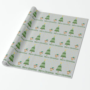 Papel De Regalo Escena de Navidades del mono elf