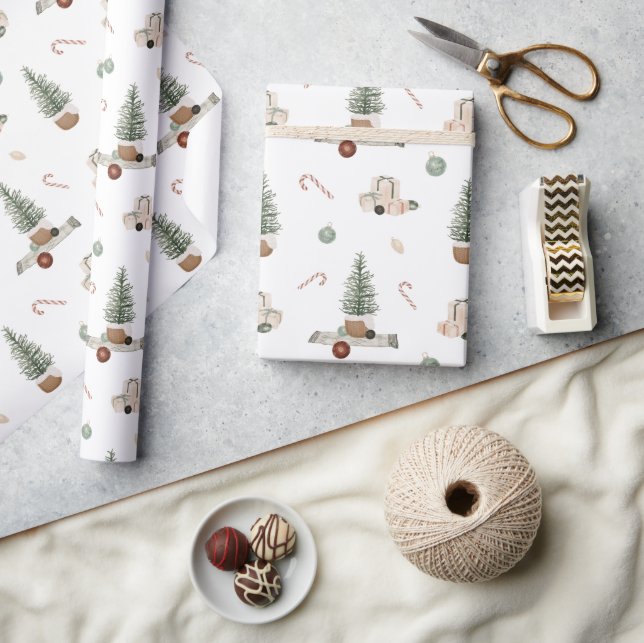 Papel De Regalo Escena de navidades presenta regalo de vacaciones  (Artesanía)