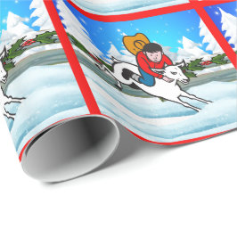 Papel De Regalo Escena de Nieve de Caracol de Rodeo Occidental