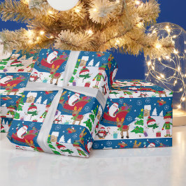 Papel de regalo escena de nieve de Navidad