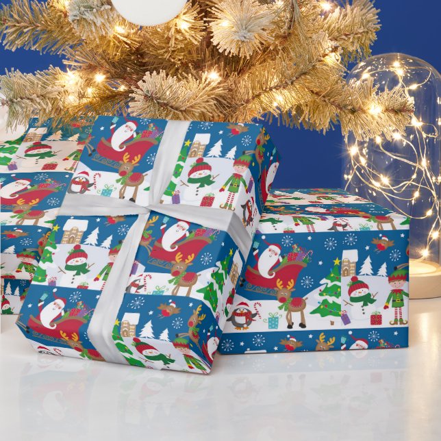 Papel de regalo escena de nieve de Navidad (Vacaciones)