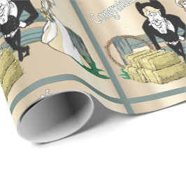Papel De Regalo Escena de Rancho Pareja Boda Personalizado Occiden