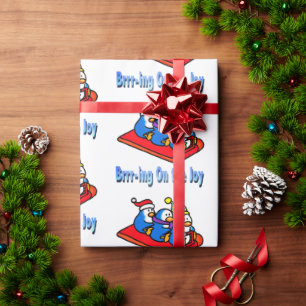 Papel De Regalo Escena de vacaciones de invierno en penguins Sledd