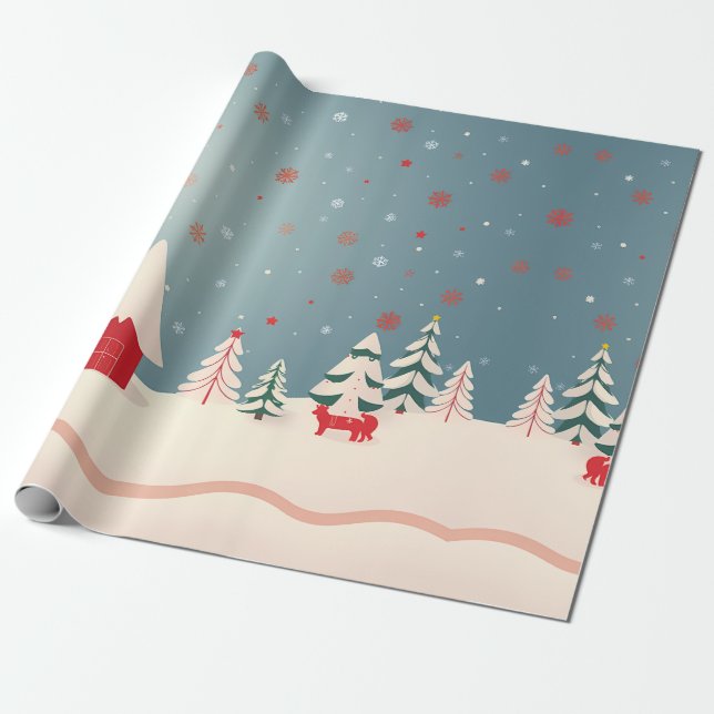 Papel De Regalo Escena De Winter Wonderland (Desenrollado)