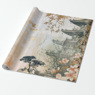 Papel De Regalo Escena del Jardín de Flor de Cerezo (7)