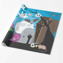Papel De Regalo Escena del Monstruo de Halloween
