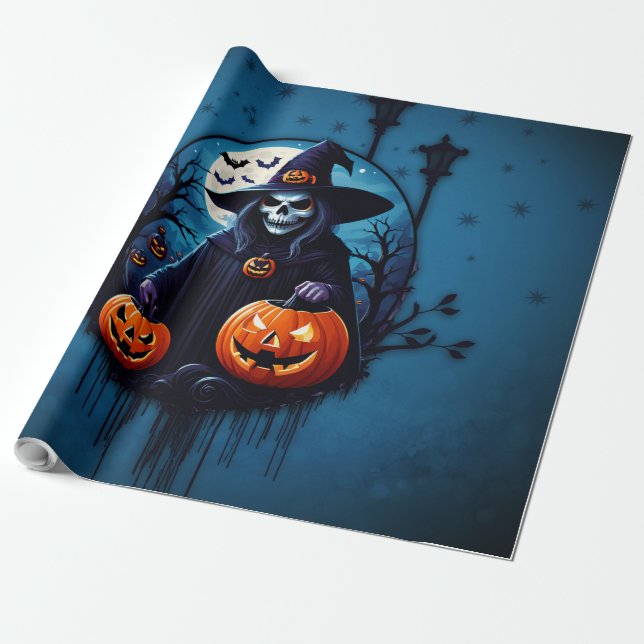 Papel De Regalo Escena espeluznante de Halloween (Desenrollado)