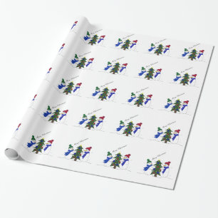 Papel De Regalo Escena invernal de muñeco de nieve