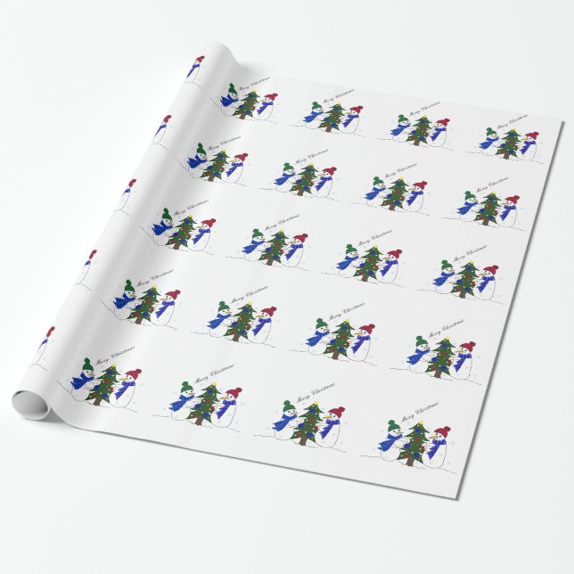Papel De Regalo Escena invernal de muñeco de nieve (Desenrollado)