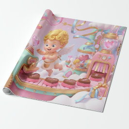 Papel De Regalo Escena mágica de fábrica de regalos de San Valentí