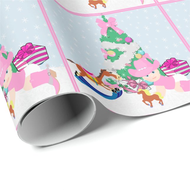 Papel De Regalo Escena occidental del árbol de navidad del bebé de (Esquina del rollo)