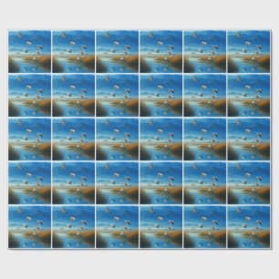 Papel De Regalo Escena serena del lago en la naturaleza con grulla