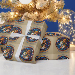 Papel De Regalo Escena tradicional de la natividad de los navidade