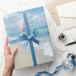 Papel De Regalo Escena tropical de la playa azul
