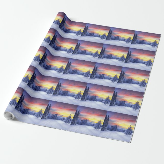 Papel De Regalo Escenario de invierno (Desenrollado)