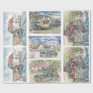 Papel De Regalo Escenas de coches de época