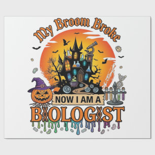 Papel De Regalo Escoba Rompió Biólogo Halloween Castillo Embrujado