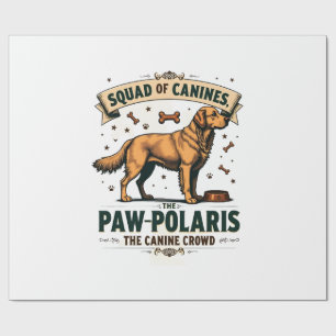 Papel De Regalo Escuadrón de Caninos Gráfico Antiguo con Perro Pun