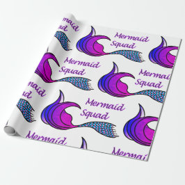 Papel De Regalo Escuadrón de sirena en azul y rosa