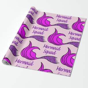 Papel De Regalo Escuadrón de sirenas con cola de sirena rosa brill