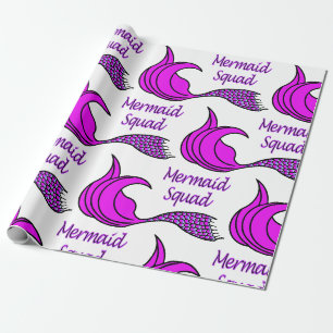 Papel De Regalo Escuadrón de sirenas con cola de sirena rosa brill