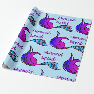 Papel De Regalo Escuadrón de sirenas en azul y rosa