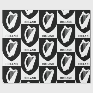Papel De Regalo Escudo de armas irlandés Arte minimalista en negro
