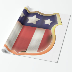Papel De Regalo Escudo Vintage de Superhéroe de EE.UU.