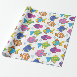 Papel De Regalo Escuela linda de pescados