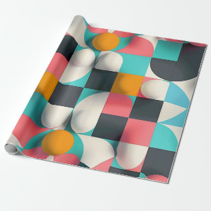 Papel De Regalo Esferas 3D coloridas y patrón de cuadrícula geomét