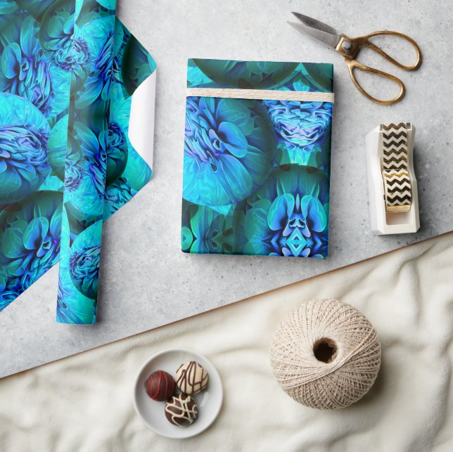 Papel De Regalo Esferas turquesa y azul en óptica 3D (Artesanía)