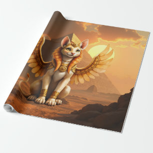 Papel De Regalo Esfinge De Gato Aguila Mística - Arte De Fantasía 
