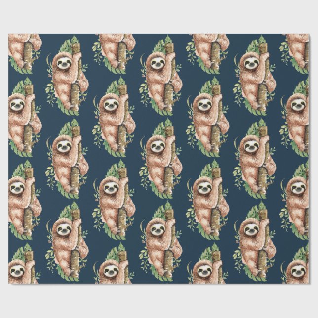 Papel De Regalo Eslora de acuarela y hojas tropicales (Superficie plana)