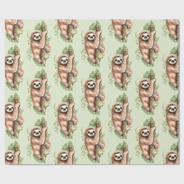 Papel De Regalo Eslora de acuarela y hojas tropicales (Superficie plana)