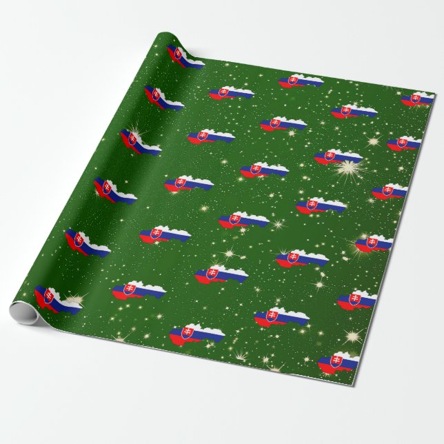 Papel De Regalo Eslovaquia: Navidades del mapa de la bandera eslov (Desenrollado)