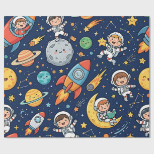 Papel de regalo espacial para niños astronautas