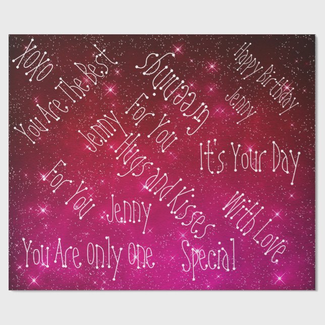 Papel De Regalo Espacio de cumpleaños personalizado de Galaxy Star (Superficie plana)