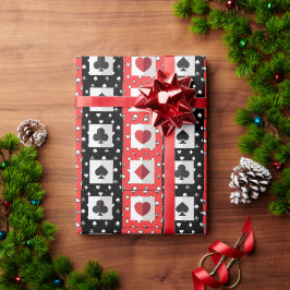 Papel De Regalo Espadas, Corazones, Diamantes, Clubes Jugando Cart