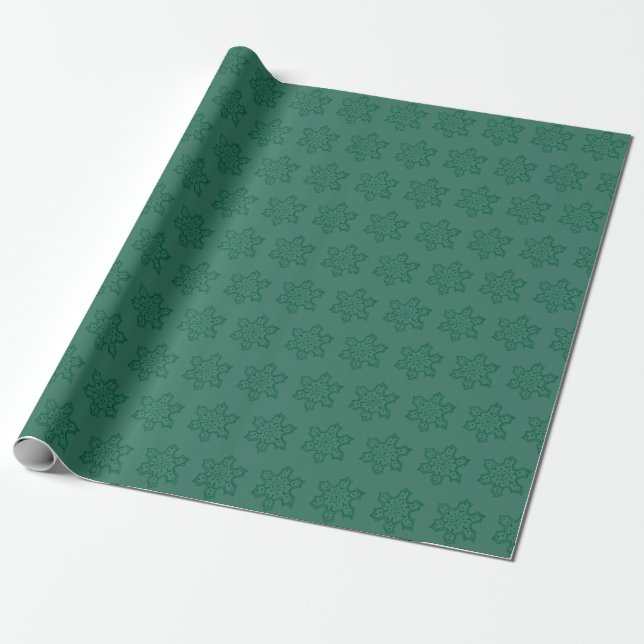 Papel De Regalo Espalda verde de nieve rústica monocromática oscur (Desenrollado)