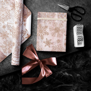 Papel De Regalo Espaldas de nieve rusas   Árbol de oro Rosa y Sant