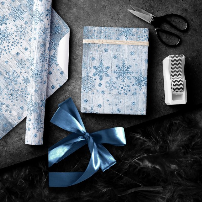 Papel De Regalo Espaldas de nieve rusas | Dusty Blue Scandinavian  (Subido por el creador)